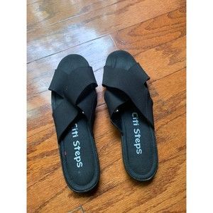 Citi Steps Black Flat Slippers Size 10